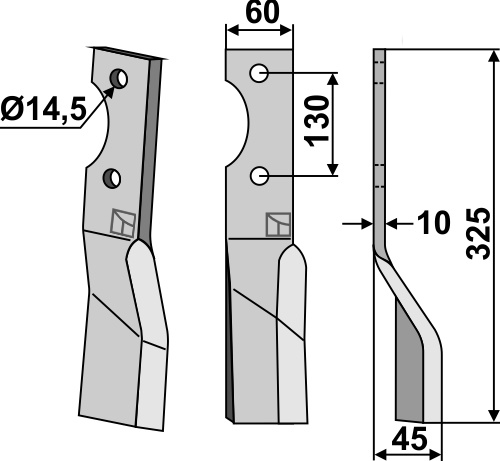 Rotorzinken 325x60mm, rechts, passend für Alpego