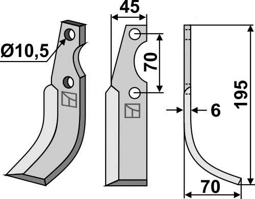 Fräsmesser 195x45mm, rechts, passend für S.E.P.