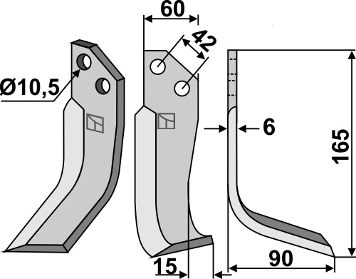 Fräsmesser 165x60mm, rechts, passend für Goldoni