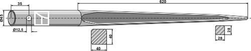 Zinken für Frontlader 1100 mm, passend für Mailleux