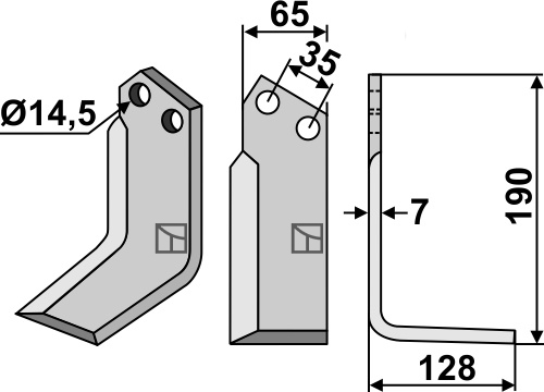 Fräsmesser 190x65mm, rechts, passend für Krone
