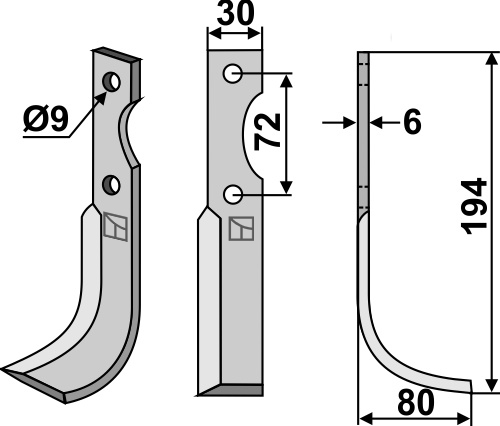 Fräsmesser 194x30mm, rechts, passend für Casorzo