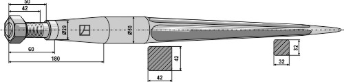 Zinken für Frontlader 980 mm, passend für Kverneland
