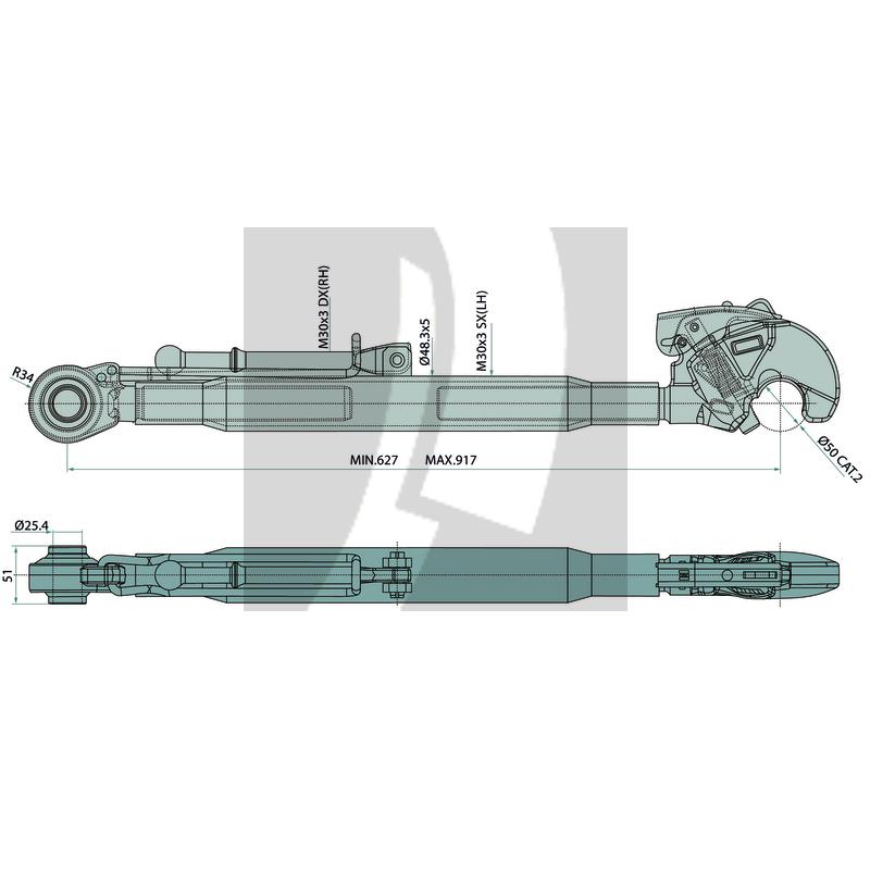 Mechanischer Oberlenker 627 / 917 mm