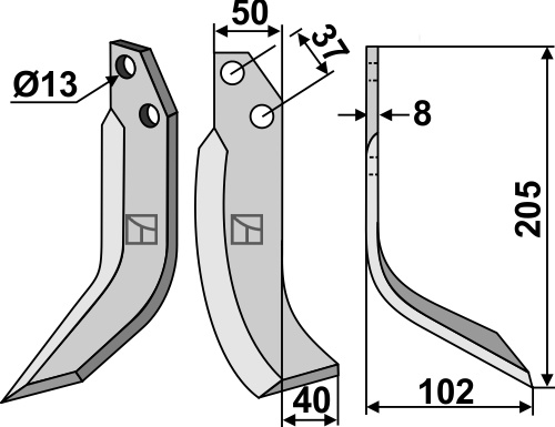 Fräsmesser 205x50mm, rechts, passend für JNC