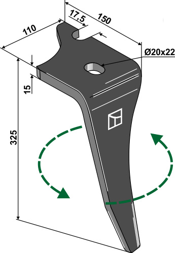 Kreiseleggenzinken links 325 mm x 110 mm, passend für Vogelu.Noot