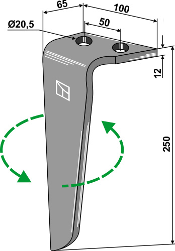 Kreiseleggenzinken, links 250 mm x 100 mm, passend für Rinieri