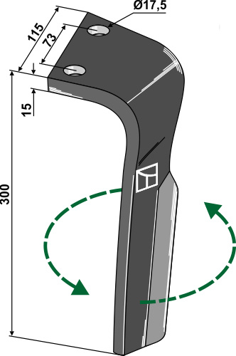 Kreiseleggenzinken, links 300 mm x 115 mm, passend für Lemken