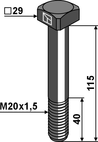 Schraube M20x1,5x115 - 10.9, passend für Berti