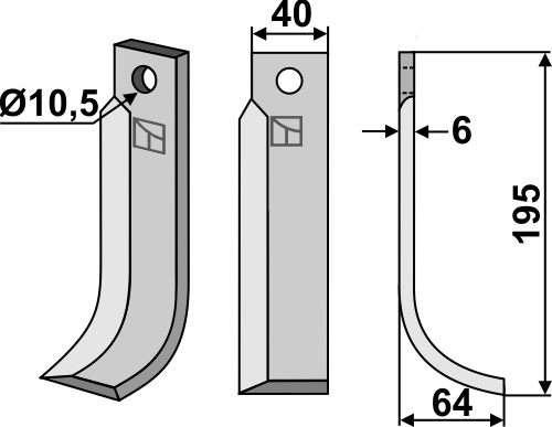 Fräsmesser 195x40mm, rechts, passend für M.A.G.
