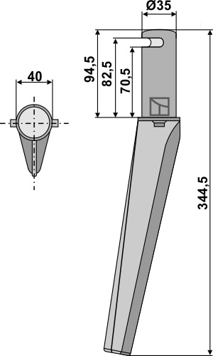 Kreiseleggenzinken 344,5 mm, passend für Krone