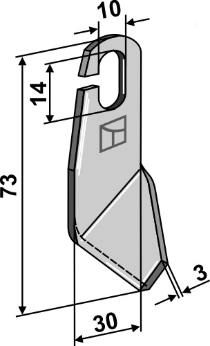 Flügelmesser geschliffen 73x30 mm - linke Ausführung, passend für Amazone
