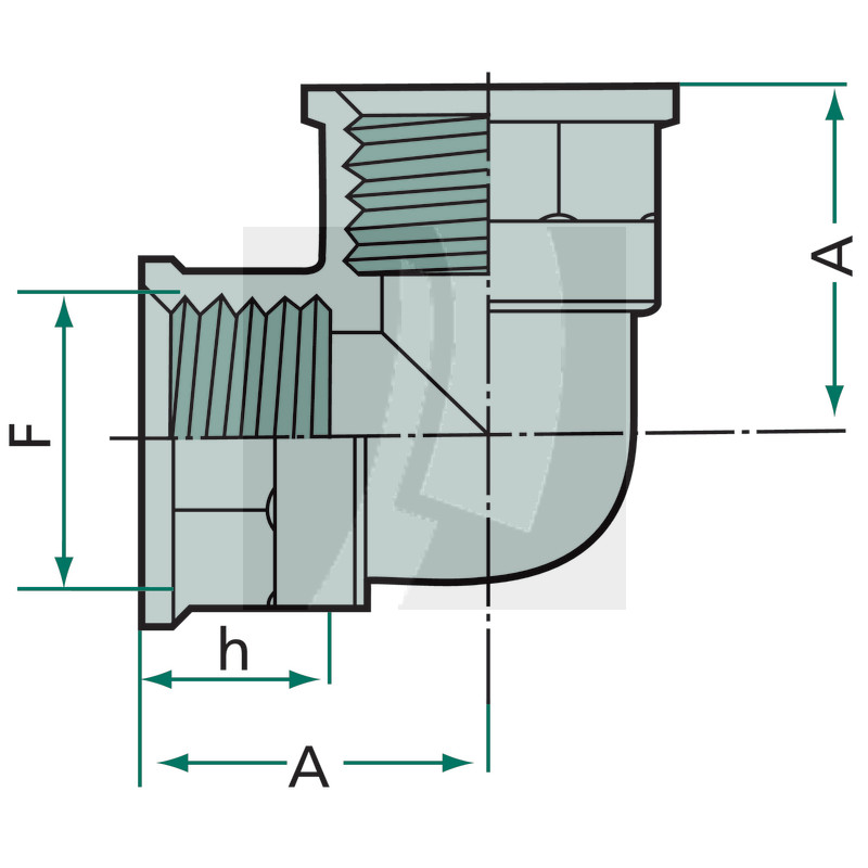 Bogen 90°, 2 x IG 3/4"