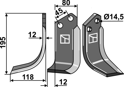 Fräsmesser 195x80mm, links, passend für Maletti