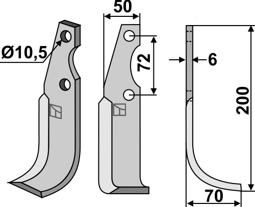 Fräsmesser 200x50mm, rechts, passend für Casorzo