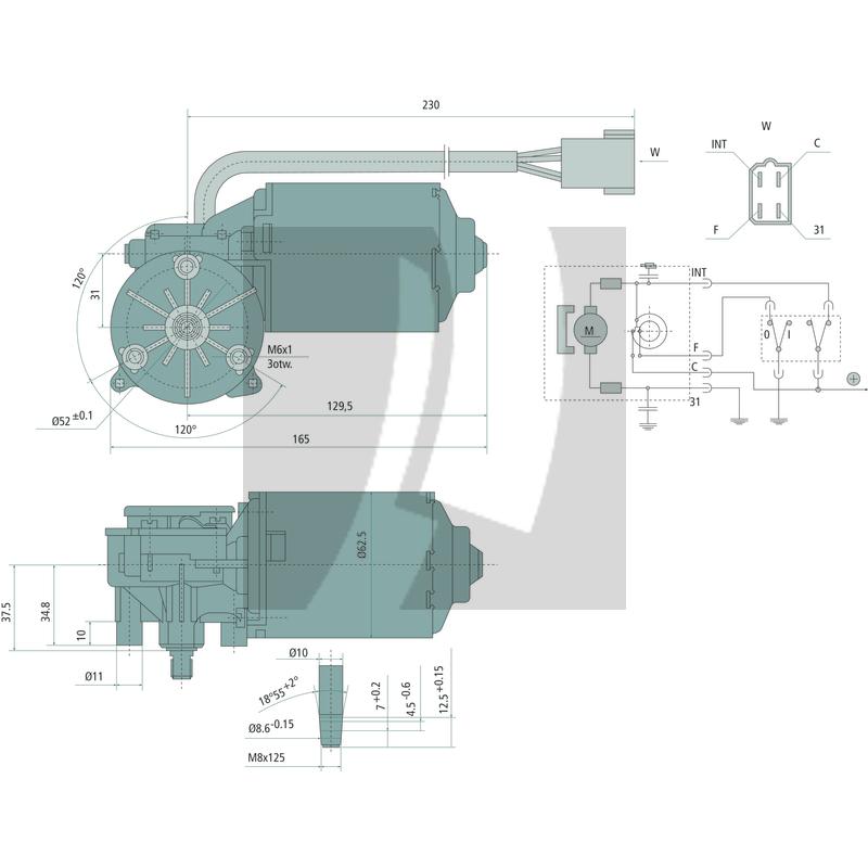 Wischermotor M8 x 1,25 mm