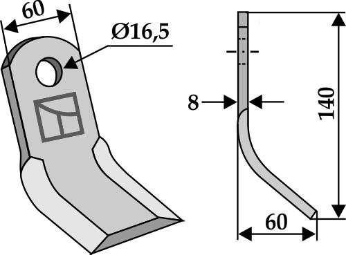 Y-Messer 140x60 mm, passend für Orsi