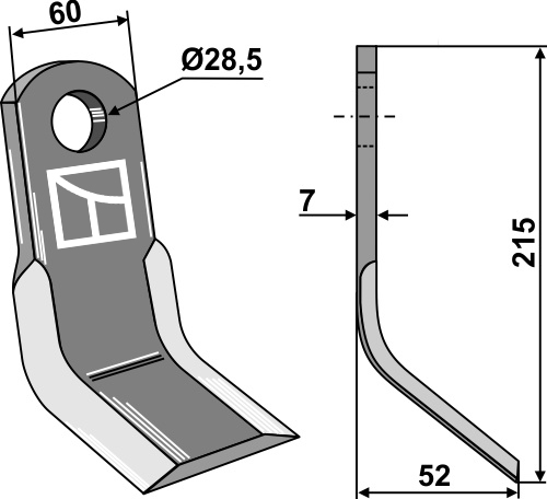 Y-Messer 215x60 mm, passend für Sauerburger