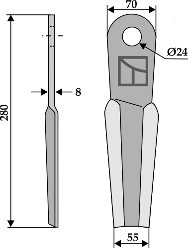 Schlegel 280x70 mm - links, passend für Doppstadt und Epoke