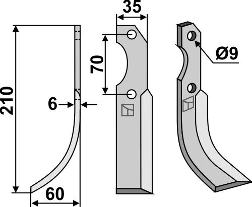Fräsmesser 210x35mm, links, passend für Valpadana und Brumital-Agris