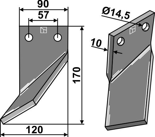 Rotorzinken 170x90mm, links, passend für Massano