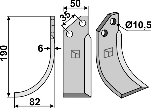 Fräsmesser 190x50mm, links, passend für Valpadana