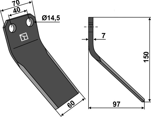 Rotorzinken 150x70mm, passend für Maletti und Kverneland