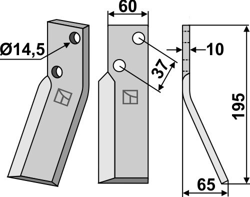 Rotorzinken 195x60mm, rechts, passend für RenterL.M.T.