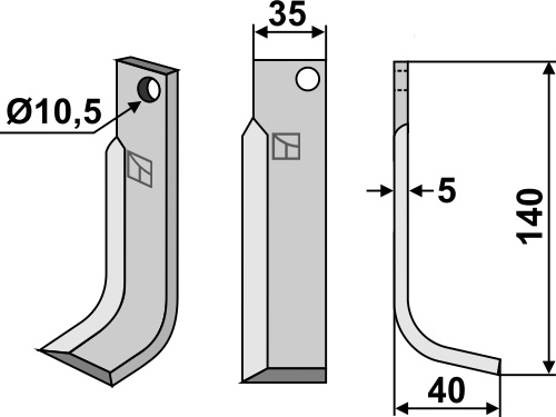 Fräsmesser 140x35mm, rechts, passend für Comeb