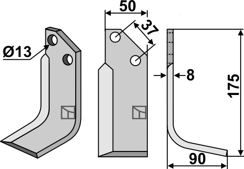 Fräsmesser 175x50mm, rechts, passend für JNC