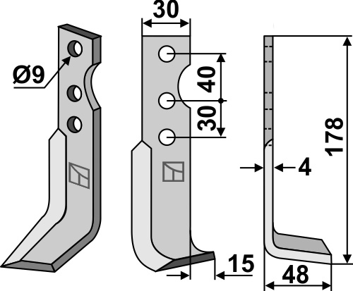 Fräsmesser 178x30mm, rechts, passend für Solo