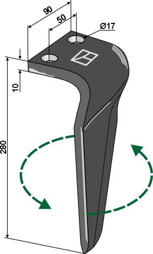Kreiseleggenzinken links 280 mm x 90 mm, passend für Eberhardt, Maschio und mehr