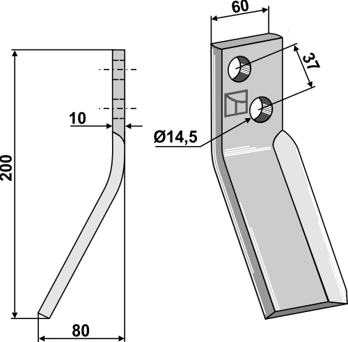 Rotorzinken 200x60mm, links, passend für Sicma
