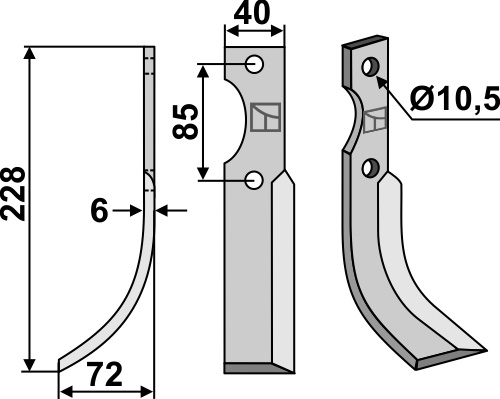 Fräsmesser 228x40mm, links, passend für M.Gi.Bi