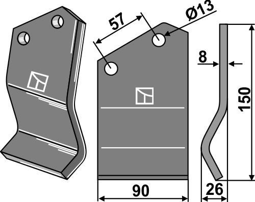 Rotorzinken 150x90mm, passend für Rotadairon