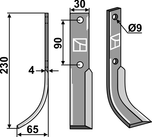 Fräsmesser 230x30mm, links, passend für Honda