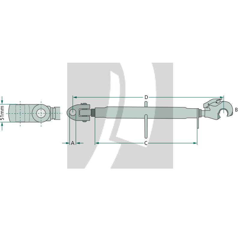 Mechanischer Oberlenker schwere Ausführung 640 / 960 mm
