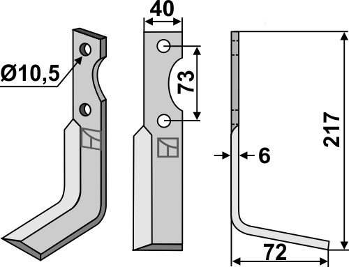 Fräsmesser 217x40mm, rechts, passend für Pasbo