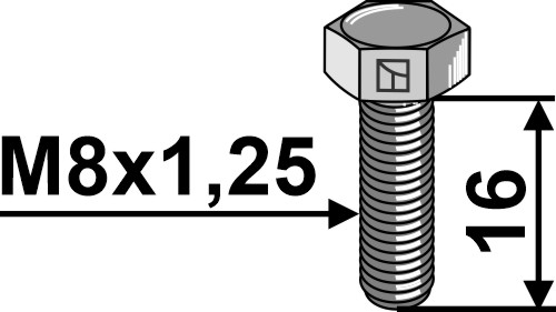 Sechskantschraube M8x1,25x16 ohne Mutter - galvanisch verzinkt