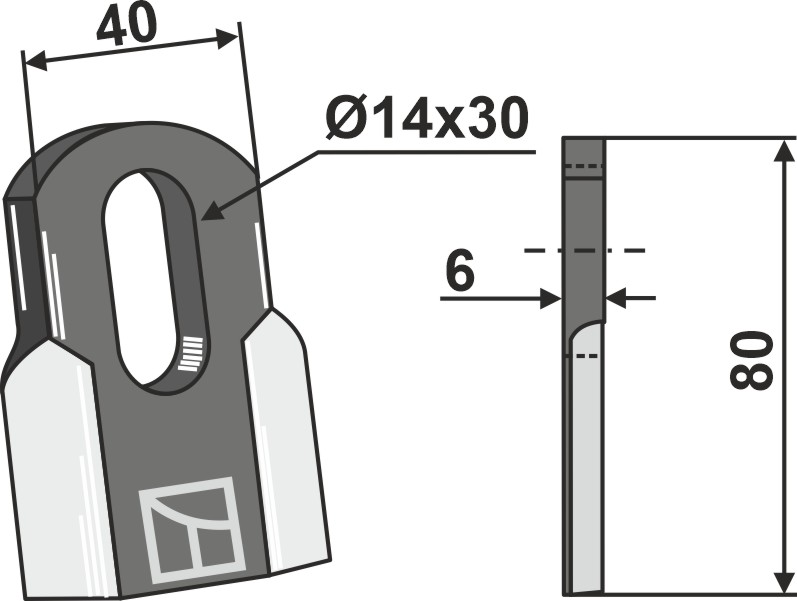 Gerades Messer 80x40 mm, passend für Ferri