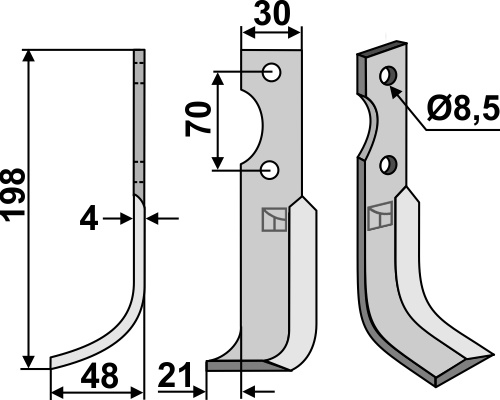 Fräsmesser 198x30mm, links, passend für Agria
