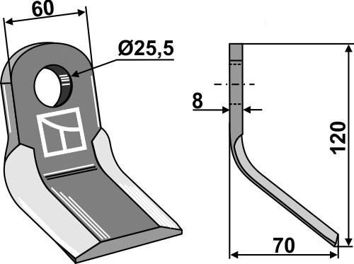 Y-Messer 120x60 mm, passend für Vigolo