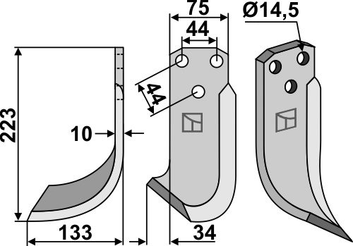 Fräsmesser 223x75mm, links, passend für Maletti