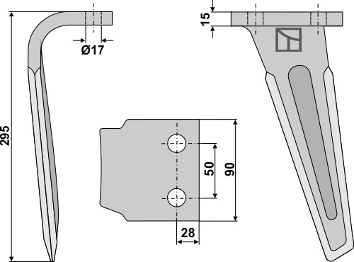 Kreiseleggenzinken links 295 mm x 90 mm, passend für Sicma
