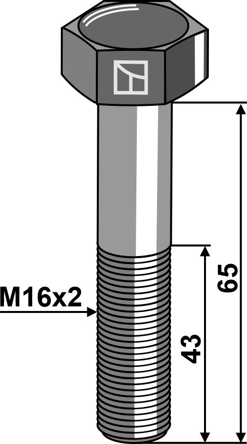 Sechskantschraube M16x2x65 ohne Mutter, passend für Herder