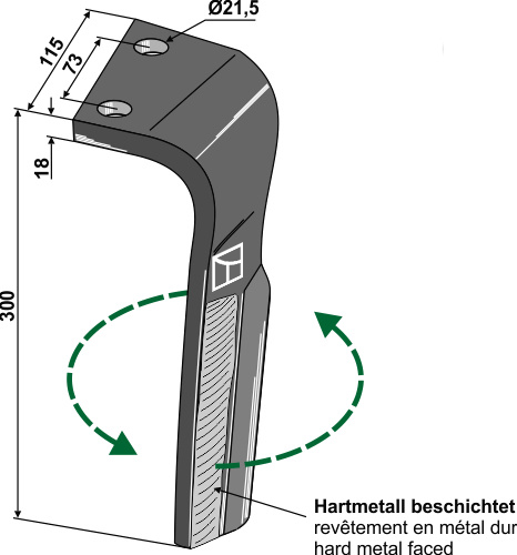 Kreiseleggenzinken, links 300 mm x 115 mm, passend für Lemken