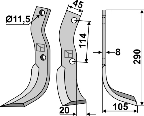 Fräsmesser 290x45mm, rechts, passend für Howard