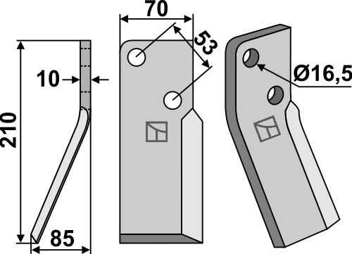 Rotorzinken 210x70mm, links, passend für Massano