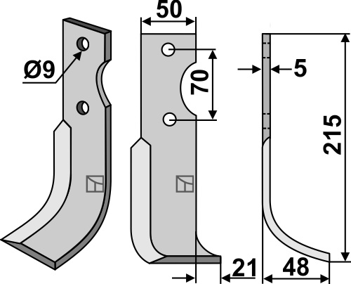 Fräsmesser 215x50mm, rechts, passend für Agria