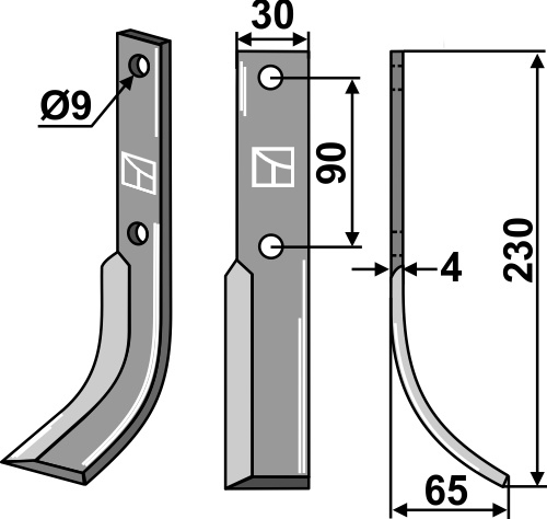 Fräsmesser 230x30mm, rechts, passend für Honda